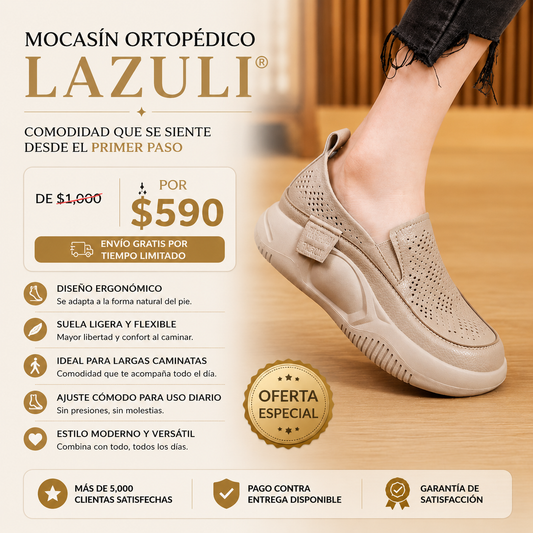 Mocasines Ortopédicos Lazuli - transpirables de suela gruesa súper suaves.